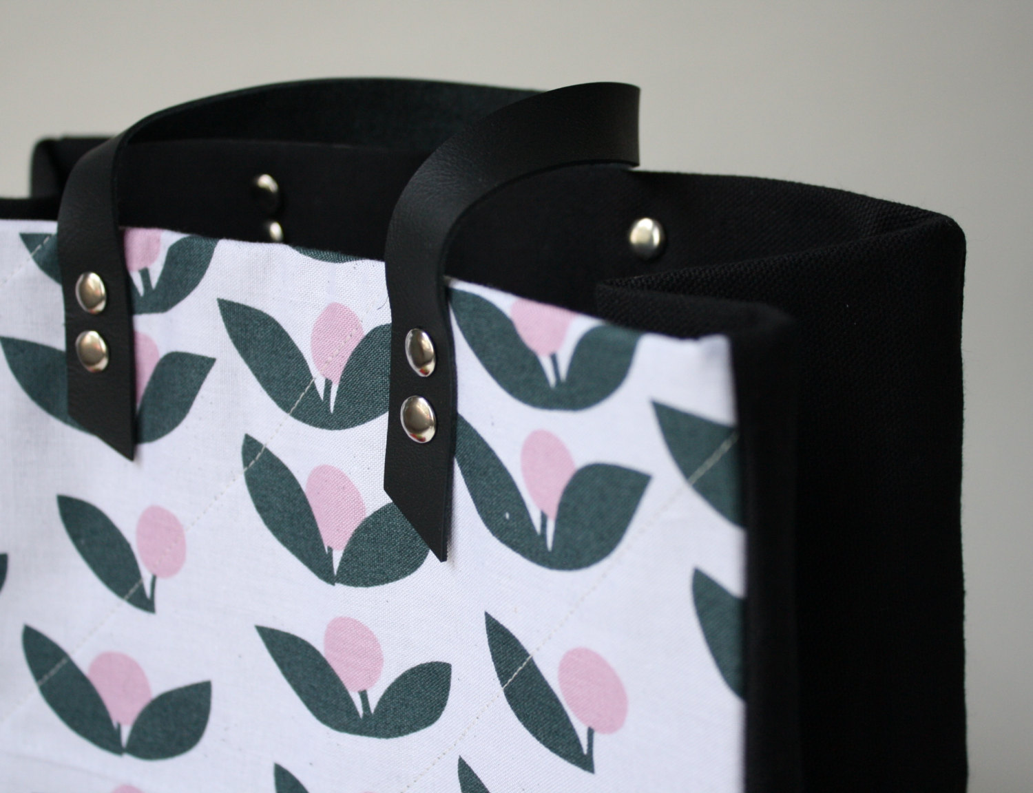 Canvas Tote Bag, Market Bag with Lotta Jansdotter Contrast Fabric